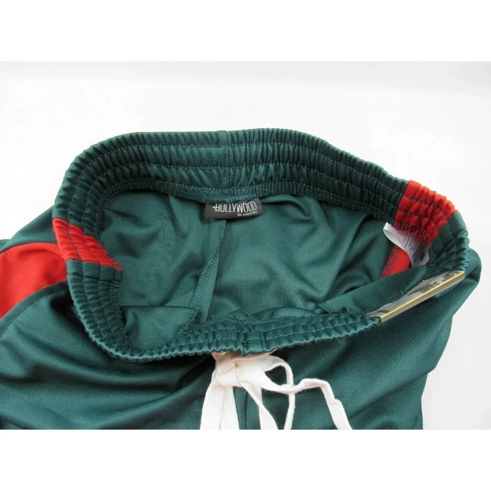 Hollywood Men's Fleece Knit Shorts Green/Red Size Medium (32-34) New